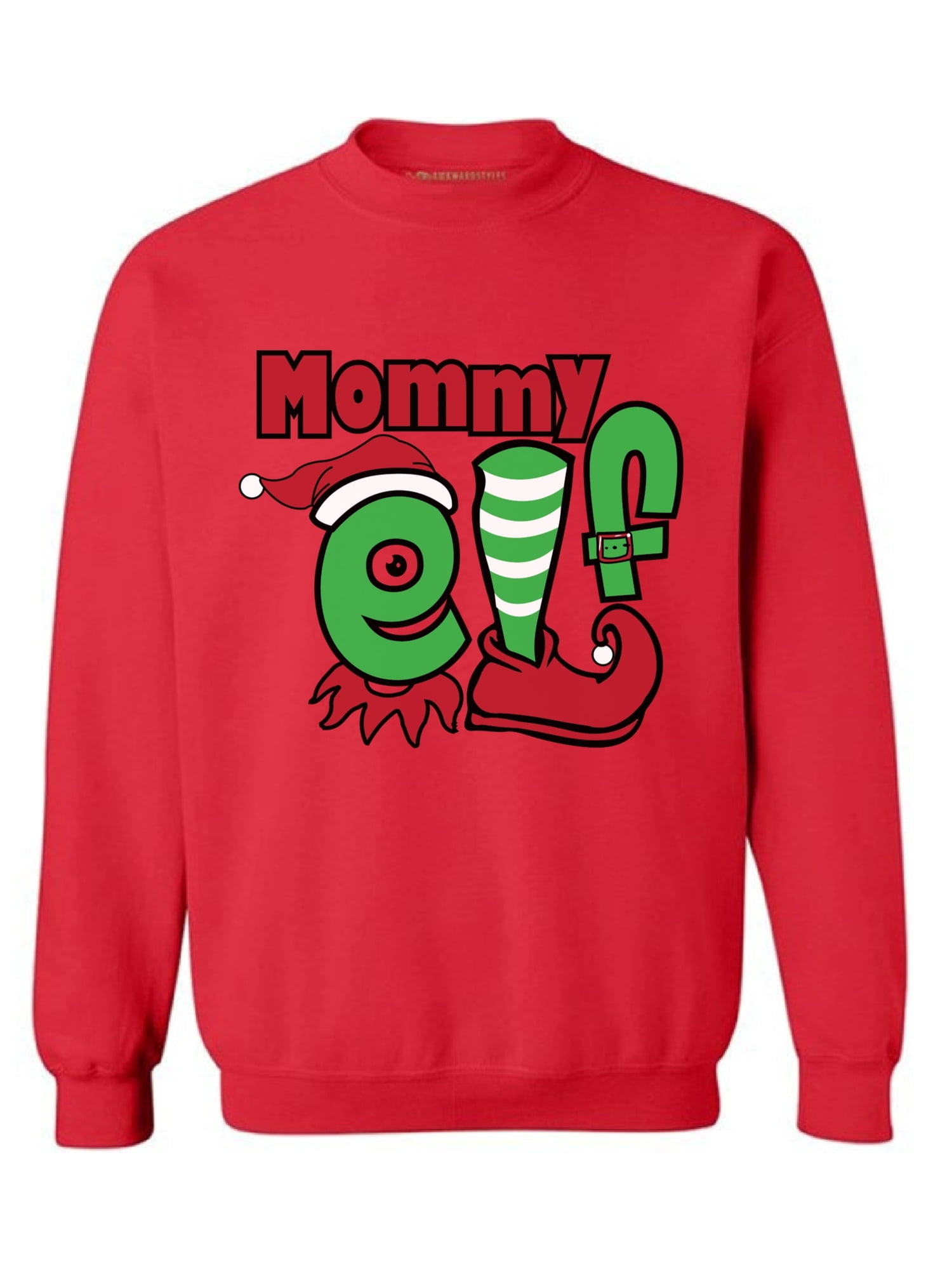 Awkward Styles Mommy Elf Sweashirt Christmas Elf Sweater Christmas Sweater Women Matching Family Christmas Pajamas Elf Suit for Mom Funny Christmas Gifts for Mom Tacky Christmas Sweater