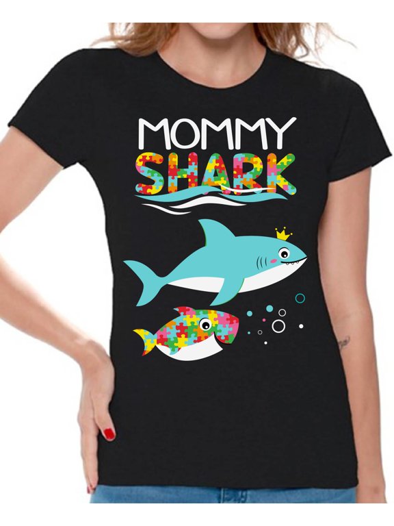 Autism Shirts Matching Family Shark Outfit Autism Puzzle Tee Mini Shark Romper Mommy Daddy Shark T-shirt Uncle Shark Auntie Shark Sister Shark Brother Shark Grandma Grandpa Shark