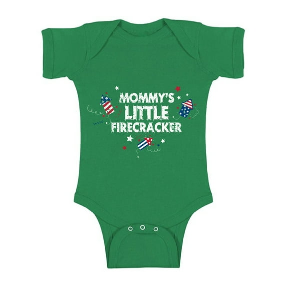 Awkward Styles Mommy's Little Firecracker Baby Bodysuit Short Sleeve First 4th of July One Piece for Baby USA Bodysuit Independence Day Gifts for Newborn American Baby Gifts America One Piece Top