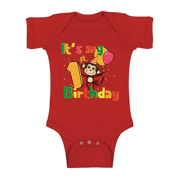 Awkward Styles Monkey B-day Baby Bodysuit Short Sleeve Monkey Gifts for 1 Year Old Monkey Birthday Party Birthday Baby Boy One Piece Top Monkey Baby Girl Bodysuit 1st Birthday Party for Baby