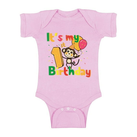 Awkward Styles Monkey B-day Baby Bodysuit Short Sleeve Monkey Gifts for 1 Year Old Monkey Birthday Party Birthday Baby Boy One Piece Top Monkey Baby Girl Bodysuit 1st Birthday Party for Baby
