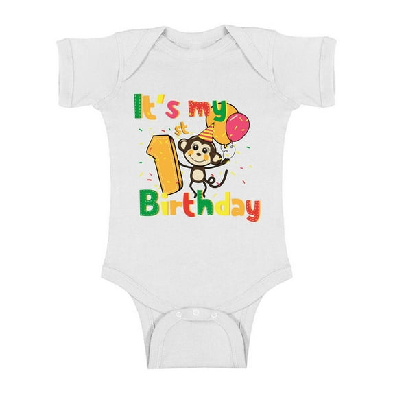 Awkward Styles Monkey B-day Baby Bodysuit Short Sleeve Monkey Gifts for 1 Year Old Monkey Birthday Party Birthday Baby Boy One Piece Top Monkey Baby Girl Bodysuit 1st Birthday Party for Baby