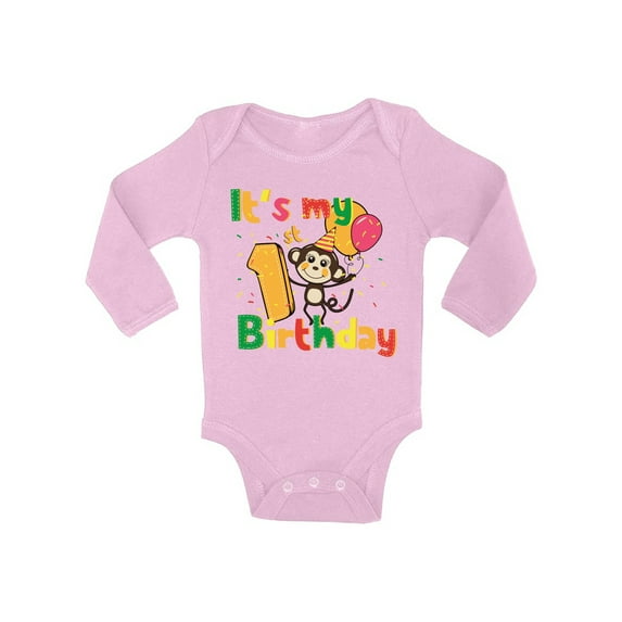 Awkward Styles Monkey Birthday Baby Bodysuit Long Sleeve Monkey Gifts for 1 Year Old Monkey Birthday Party Birthday Baby Boy One Piece Top Monkey Baby Girl Bodysuit 1st Birthday Party for Baby