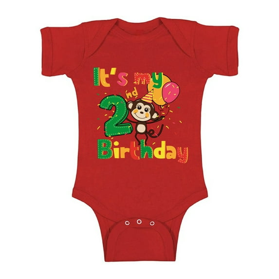 Awkward Styles Monkey Birthday Baby Bodysuit Short Sleeve Monkey Gifts for 2 Year Old Monkey Birthday Party Birthday Baby Boy One Piece Top Monkey Baby Girl Bodysuit 2nd Birthday Party for Baby