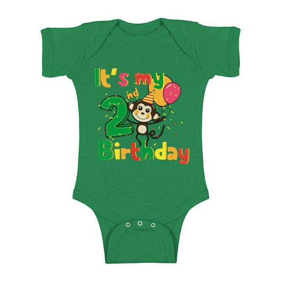 Awkward Styles Monkey Birthday Baby Bodysuit Short Sleeve Monkey Gifts for 2 Year Old Monkey Birthday Party Birthday Baby Boy One Piece Top Monkey Baby Girl Bodysuit 2nd Birthday Party for Baby