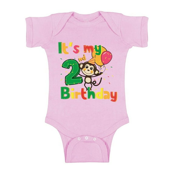 Awkward Styles Monkey Birthday Baby Bodysuit Short Sleeve Monkey Gifts for 2 Year Old Monkey Birthday Party Birthday Baby Boy One Piece Top Monkey Baby Girl Bodysuit 2nd Birthday Party for Baby