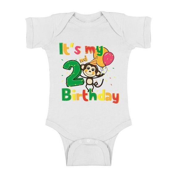 Awkward Styles Monkey Birthday Baby Bodysuit Short Sleeve Monkey Gifts for 2 Year Old Monkey Birthday Party Birthday Baby Boy One Piece Top Monkey Baby Girl Bodysuit 2nd Birthday Party for Baby