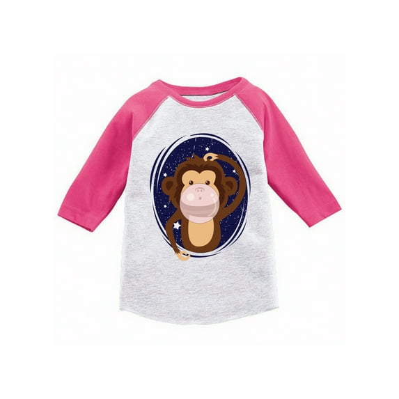 Awkward Styles Monkey Tshirt for Kids Monkey Themed Party Funny Monkey Raglan Shirts Youth Birthday Gifts Jersey Shirt for Girl Jersey Shirt for Boy Monkey Chewing a Gum Tshirts