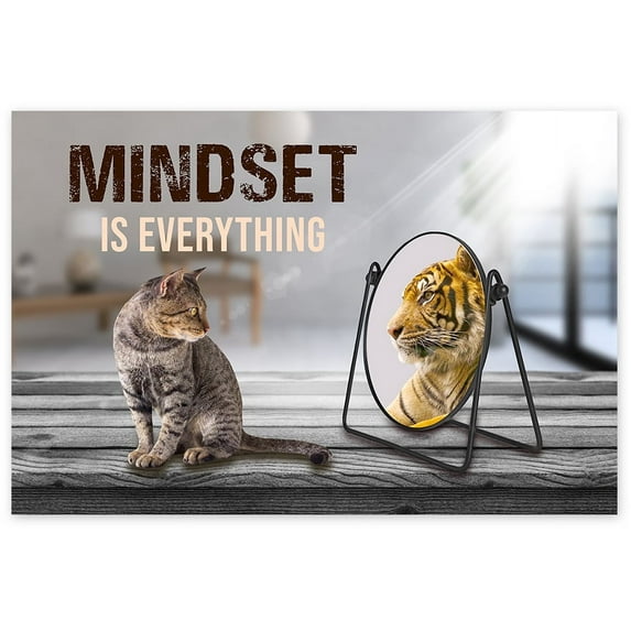 Awkward Styles Motivational Posters Cat Tiger Teamwork Inspirational Posters for Entrepreneurs Motivational Quote Poster Classroom Posters Inspirational Office Decor Mindset is Everything Wall Art