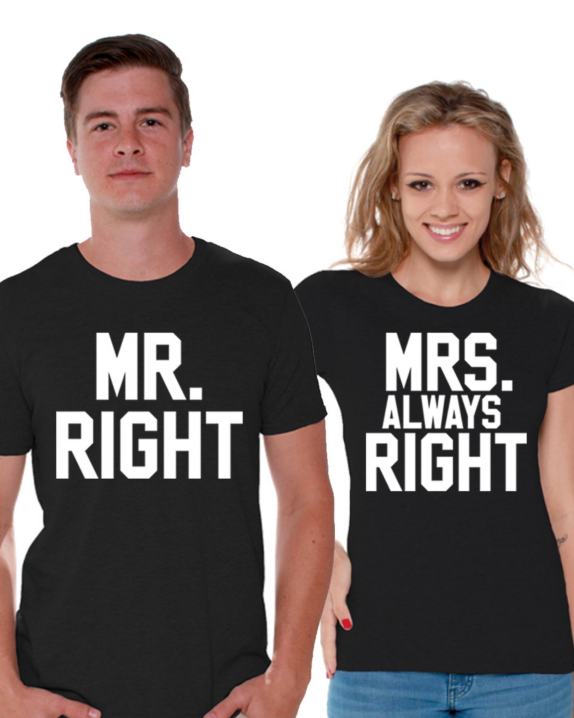 Awkward Styles Mr. Right Mrs. Always Right Couple Shirts Matching Mr and Mrs T Shirts for Couples Valentine's Day Outfit Gift for Husband and Wife Funny Couple Shirts Anniversary Gifts for Couple - image 1 of 5
