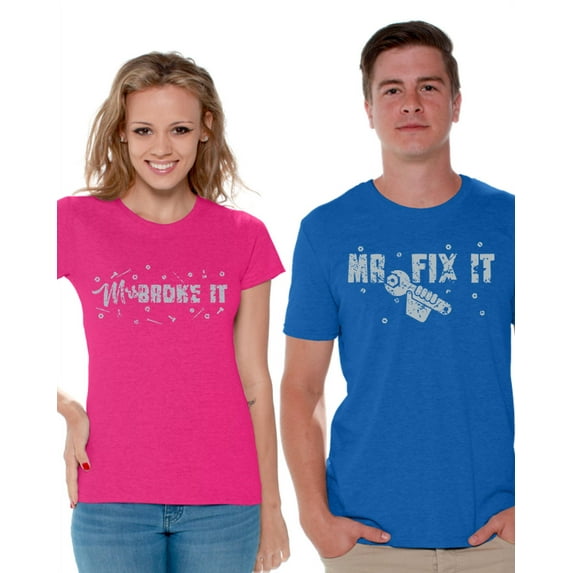 Awkward Styles Mrs Broke It and Mr Fix It T Shirt for Couples Mr and Mrs Funny Matching T Shirts Valentine's Day Gifts for Couples Cute Couples Broke It Fix It Couple Shirts Couple Anniversary Gifts