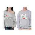 thumbnail image 1 of Awkward Styles Mrs and Mr Couple Sweatshirts Husband Sweater Wife Off the Shoulder Sweatshirt Mr & Mrs Sweatshirts for Couples Wedding and Anniversary Couples Sweaters Happy Valentines Day Gifts, 1 of 5