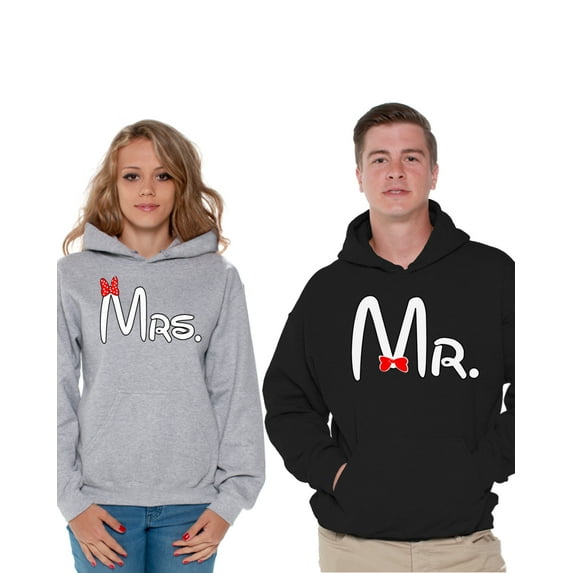 Awkward Styles Mrs and Mr Matching Couple Hoodies Husband Sweater Wife Sweatshirt Mr & Mrs Sweatshirts for Couples Wedding Party Couple Sweater Anniversary Couples Sweaters Happy Valentines Day Gifts