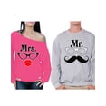 thumbnail image 1 of Awkward Styles Mrs and Mr Sweatshirts for Couples Mr & Mrs Anniversary Gifts for Couple Mrs Glasses Off the Shoulder Sweatshirt for Women Mr Mustache Sweater for Men Valentines Day Gifts for Couples, 1 of 5