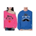 thumbnail image 1 of Awkward Styles Mrs and Mr Sweatshirts for Couples Mr & Mrs Anniversary Gifts for Couple Mrs Glasses Off the Shoulder Sweatshirt for Women Mr Mustache Sweater for Men Valentines Day Gifts for Couples, 1 of 5
