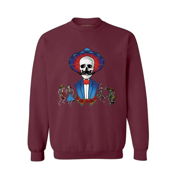 Awkward Styles Mustache Skull Sweatshirt Mexican Skull Sweater Day of the Dead Outfit Dia de los Muertos Gifts Women's Sugar Skull Sweater Skull Clothing for Men Skull Gifts Day of the Dead Jumper