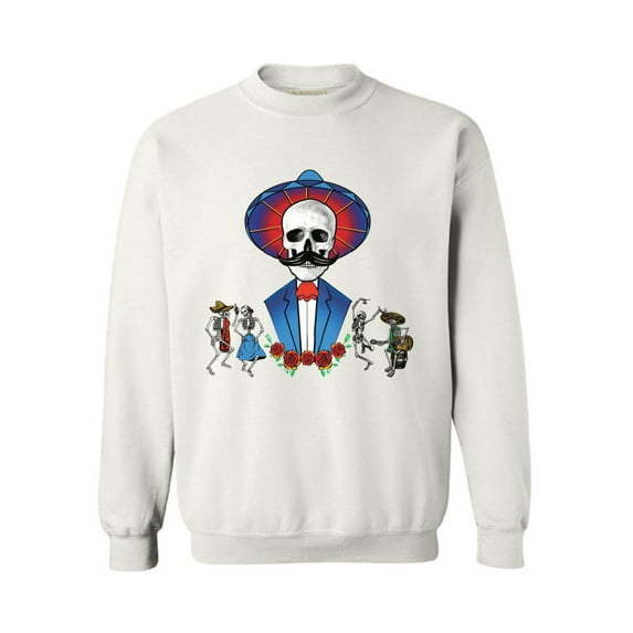 Awkward Styles Mustache Skull Sweatshirt Mexican Skull Sweater Day of the Dead Outfit Dia de los Muertos Gifts Women's Sugar Skull Sweater Skull Clothing for Men Skull Gifts Day of the Dead Jumper