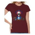 thumbnail image 1 of Awkward Styles Mustache Skull Tshirt for Women Sugar Skull Shirts Dia de los Muertos Outfit Mexican Skull T Shirt Day of the Dead Gifts for Her Mexican Holiday T Shirt Dancing Skeletons Shirt, 1 of 4