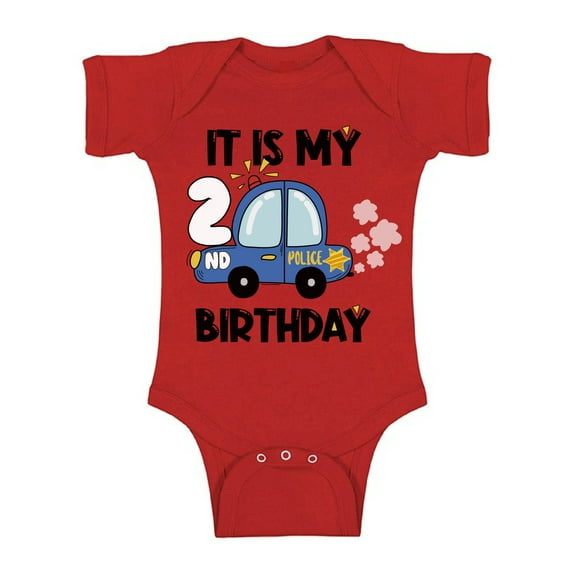 Awkward Styles My 2nd Birthday Baby Bodysuit Police Car Romper Future Policeman Top