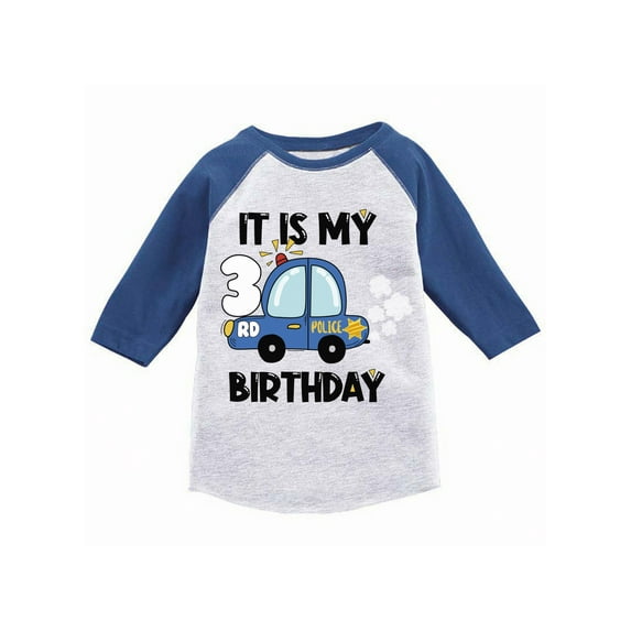 Awkward Styles My 3rd Birthday T-shirt Police Car Toddler Raglan Shirt Future Policeman Top