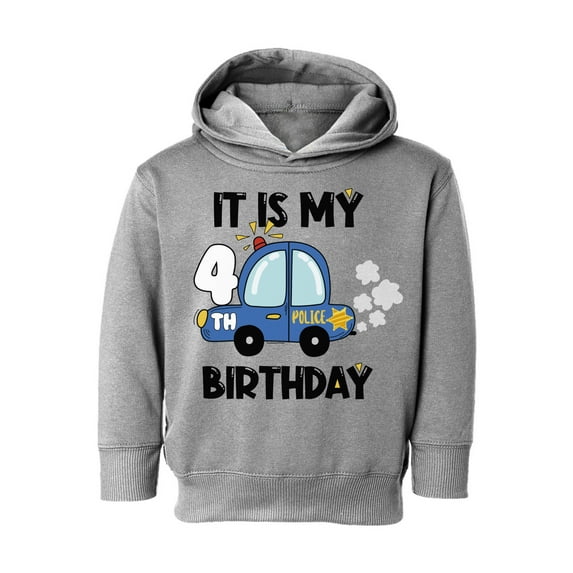 Awkward Styles My 4th Birthday Hoodie Police Car Toddler Hooded Sweatshirt Future Policeman Sweater
