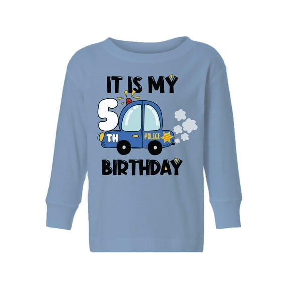 Awkward Styles My 5th Birthday Long Sleeve Shirt Police Car Toddler T-shirt Future Policeman Top