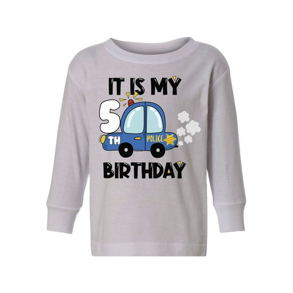 Awkward Styles My 5th Birthday Long Sleeve Shirt Police Car Toddler T-shirt Future Policeman Top