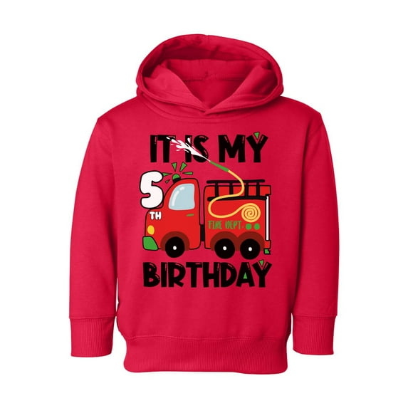 Awkward Styles My Fifth Birthday Hoodie Fire-Truck Toddler Hooded Sweatshirt Firefighter Sweater