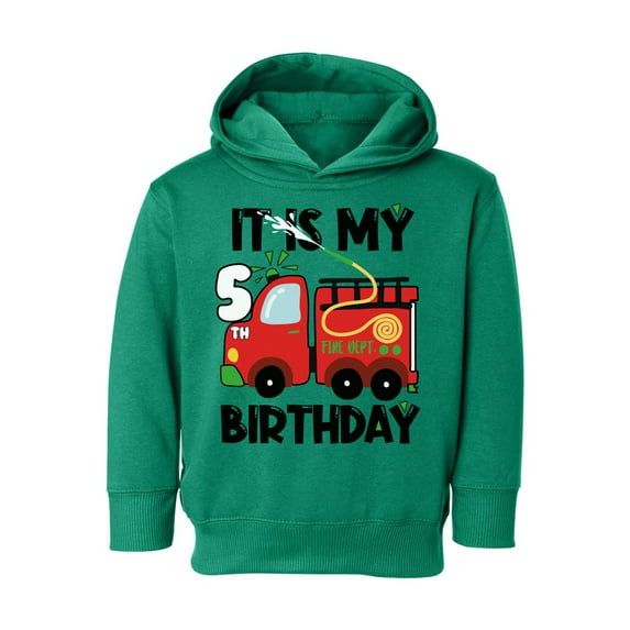 Awkward Styles My Fifth Birthday Hoodie Fire-Truck Toddler Hooded Sweatshirt Firefighter Sweater