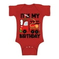 thumbnail image 1 of Awkward Styles My First Birthday Baby Bodysuit Fire-Truck Romper Firefighter Top, 1 of 4