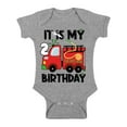 thumbnail image 1 of Awkward Styles My Second Birthday Baby Bodysuit Fire-Truck Romper Firefighter Top, 1 of 4
