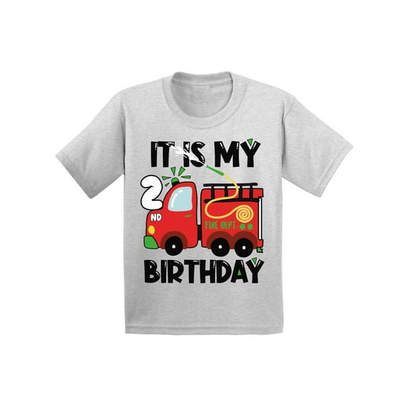 Awkward Styles My Second Birthday T-shirt Fire-Truck Baby Shirt Firefighter Top