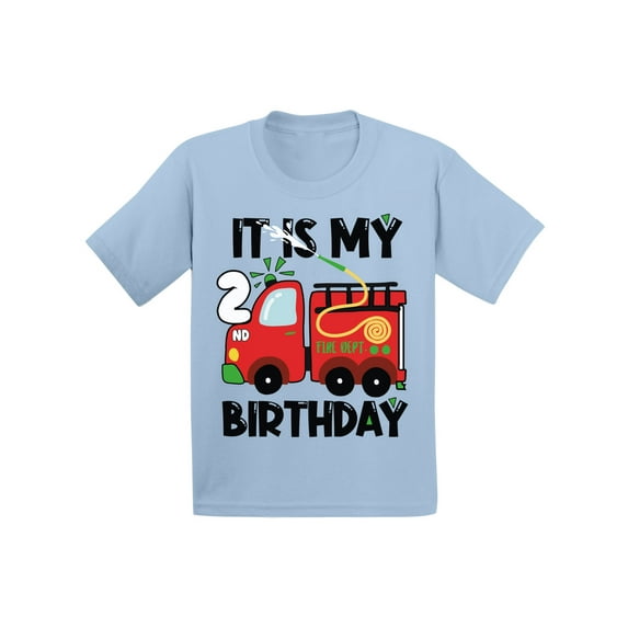 Awkward Styles My Second Birthday T-shirt Fire-Truck Baby Shirt Firefighter Top