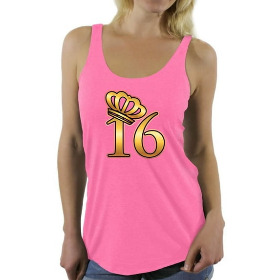 Awkward Styles My Super Sweet Sixteen Racerback Tank Top for Ladies Cute 16th Birthday Party Tank My Super Sweet Sixteen Cute Birthday Party Tank Top