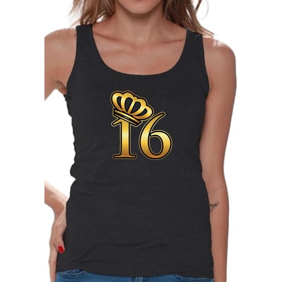 Awkward Styles My Super Sweet Sixteen Tank Top for Ladies Cute 16th Birthday Party Tank My Super Sweet Sixteen Cute Birthday Party Tank Top