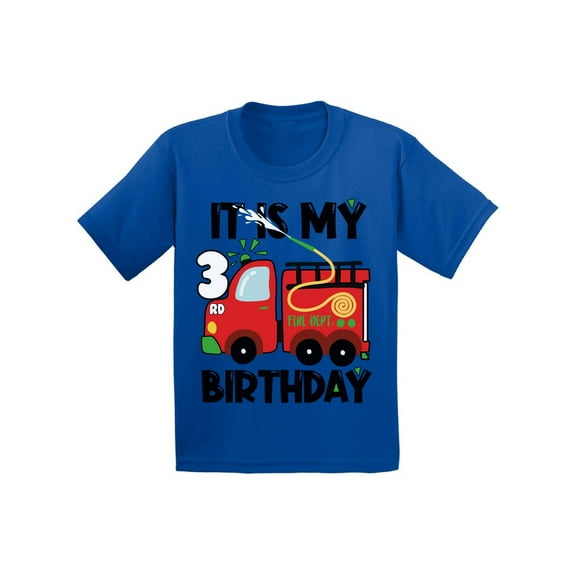 Awkward Styles My Third Birthday T-shirt Fire-Truck Toddler Shirt Firefighter Top