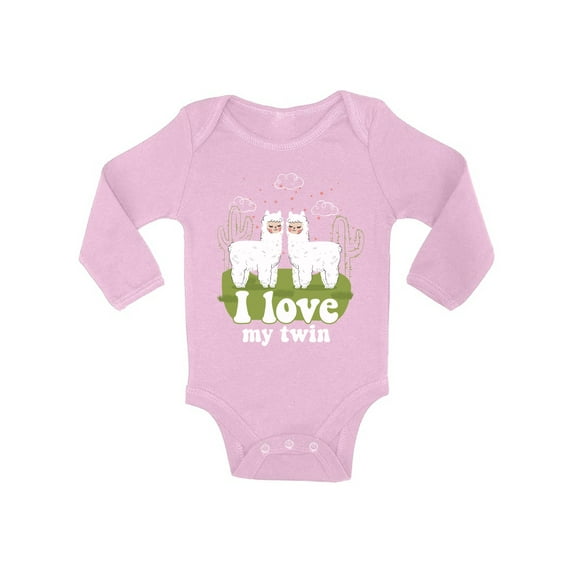 Awkward Styles My Twin Baby Bodysuit Long Sleeve Funny Twins Baby Shower Gifts Cute Llamas Twins Outfit for Baby Girl Cute Llamas Twins Outfit for Baby Boy Animal Lover Gifts Twins Birthday Party