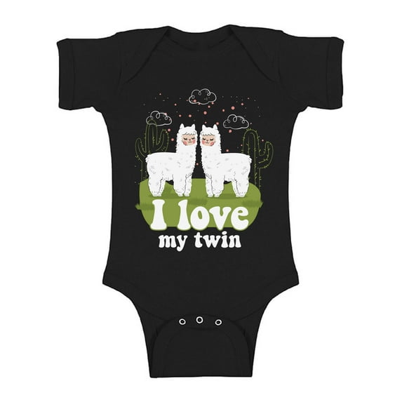 Awkward Styles My Twin Bodysuit Short Sleeve for Newborn Baby Birthday Party Outfit Twins Gifts for 1 Year Old Funny Llamas One Piece Top for Baby Boy Twin and Baby Girl Twin Baby Shower Gifts