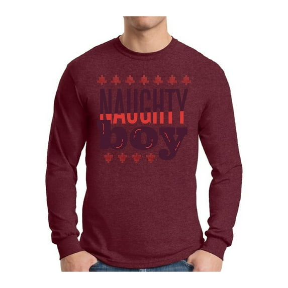 Awkward Styles Naughty Xmas Boy Christmas Sweater Long Sleeve T-Shirt for Men