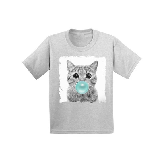 Awkward Styles Nice Cat Shirt Cat Toddler Shirt Toddler T Shirt Kids Outfit New Animal Collection Funny Cat with Gum Cat Clothing Cat Lovers Funny Gifts for Kids Cat Chewing Blue Gum Childrens Outfit