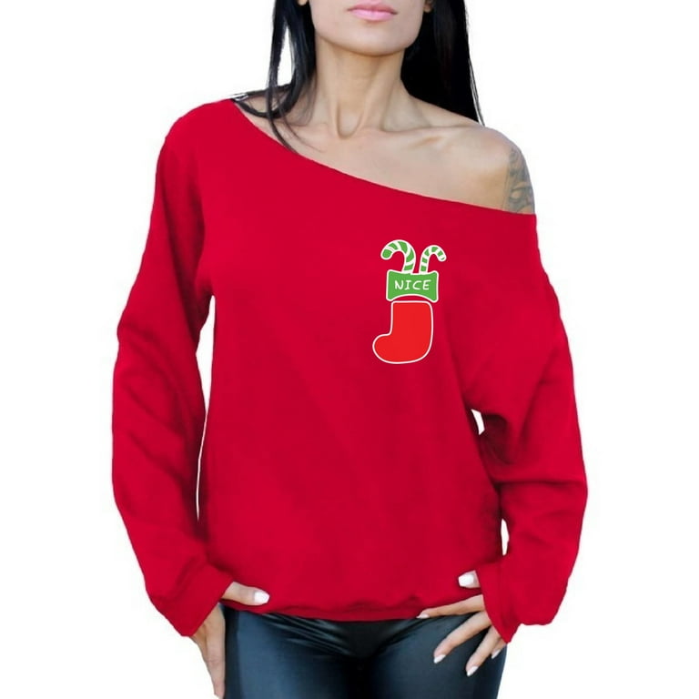 Christmas sweater off outlet shoulder