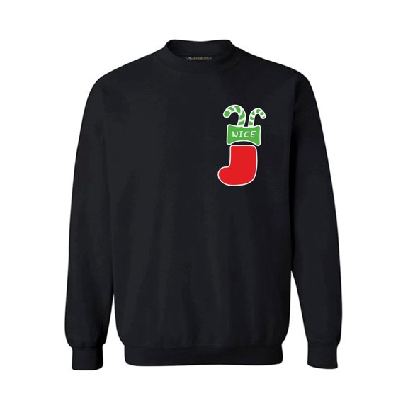 Awkward Styles Nice Christmas Stocking Pocket Sweatshirt Funny Christmas Stockings Gifts Christmas Sweater Holiday Outfit Christmas Party Sweater Funny Xmas Sweater Xmas Gifts Unisex
