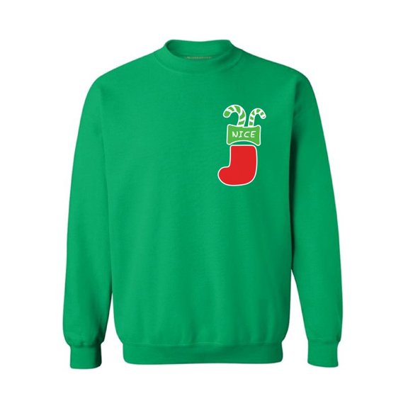 Awkward Styles Nice Christmas Stocking Pocket Sweatshirt Funny Christmas Stockings Gifts Christmas Sweater Holiday Outfit Christmas Party Sweater Funny Xmas Sweater Xmas Gifts Unisex