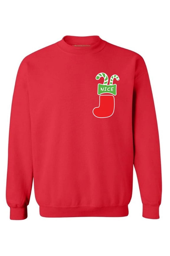 Nice Christmas Stocking Pocket Sweatshirt Funny Christmas Stockings Gifts Christmas Sweater Holiday Outfit Christmas Party Sweater Funny Xmas Sweater Xmas Gifts Unisex