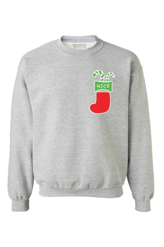 Nice Christmas Stocking Pocket Sweatshirt Funny Christmas Stockings Gifts Christmas Sweater Holiday Outfit Christmas Party Sweater Funny Xmas Sweater Xmas Gifts Unisex