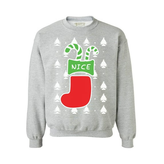Awkward Styles Nice Christmas Stocking Sweatshirt Funny Naughty or Nice Christmas Stocking Sweater Xmas Stockings Couples Christmas Sweater Xmas Party Outfit Christmas Sweater for Women and Men
