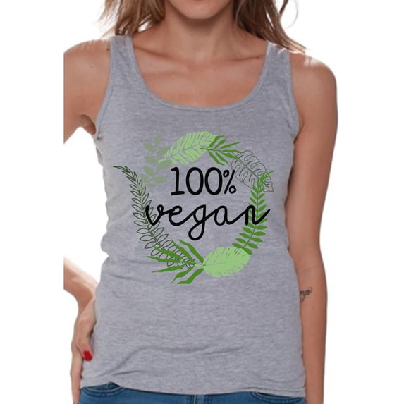 Awkward Styles Nifty Foliage Tank Top for Her Ladies Tanks Vegetarian Tshirt Vegan Friendly Shirts for Her Vegan T Shirts Vegan Clothes for Women Vegan Organic Shirts for Her Gifts for Vegetarians