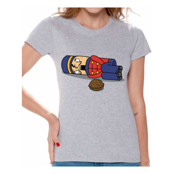 Awkward Styles Nutcracker Ugly Christmas T-Shirt Funny Christmas Shirts for Women Christmas Nutcracker Shirt Xmas Women's Holiday Top for Christmas Party
