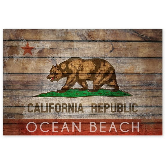Awkward Styles Ocean Beach Digital Printed Art Unframed Poster Cali Bear Flag USA Lovers Gifts American Decor Modern Artwork Printed Pictures California Flag Poster Wall Art Decor for Home