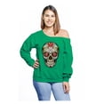 thumbnail image 1 of Awkward Styles Off Shoulder Sugar Skull Roses Sweatshirt Curvy Plus Sweater for Women Sugar Skull Oversized Sweatshirt for Curvy Women Casual Loose Fit Sweater Day of the Dead Clothing Plus Size, 1 of 3